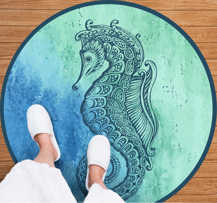 Seahorse Circular Pattern animal mat - TenStickers