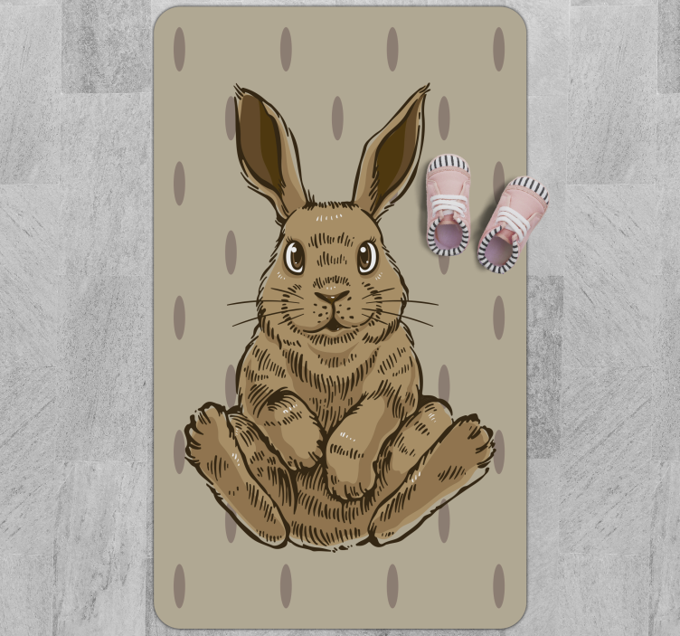 Sitting Bunny Illustration nursery vinyl rug - TenStickers
