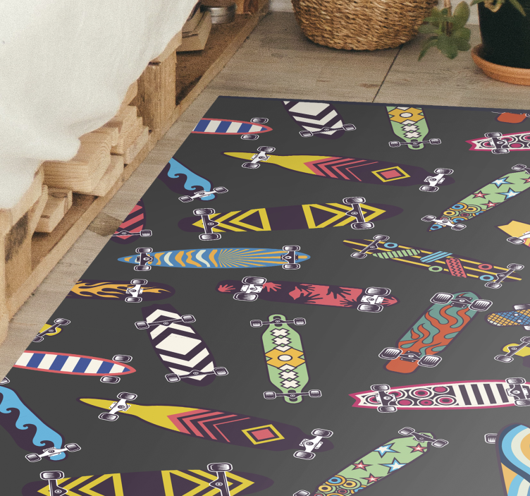 Skateboard Patterns game vinyl rug - TenStickers