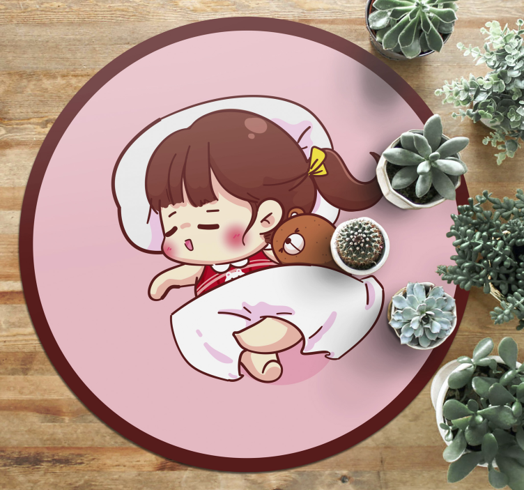 Sleeping Anime Girl kids vinyl rug - TenStickers