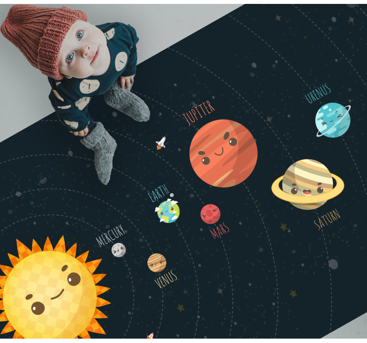 Solar system journey nursery vinyl rug - TenStickers