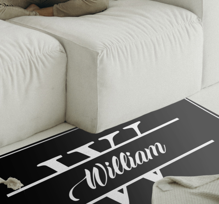 Elegant custom name and initial modern vinyl rug - TenStickers
