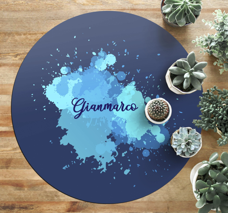 Splashing blue with name teen vinyl rug - TenStickers