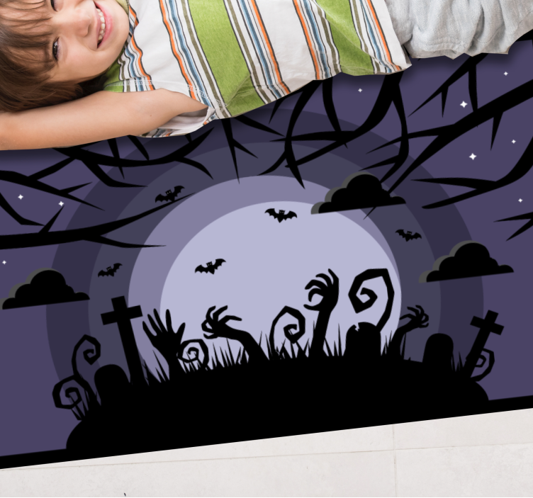 Spooky Graveyard Scene halloween vinyl rug - TenStickers