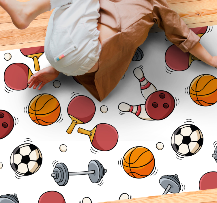 Sports Fun Elements teen vinyl rug - TenStickers