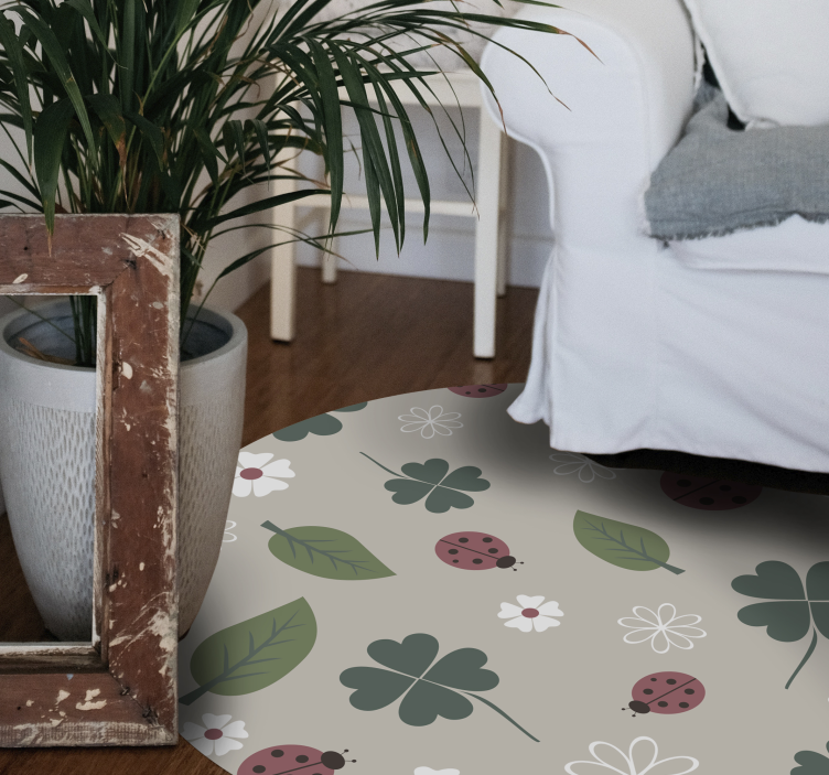 Springtime Ladybugs floral vinyl rug - TenStickers