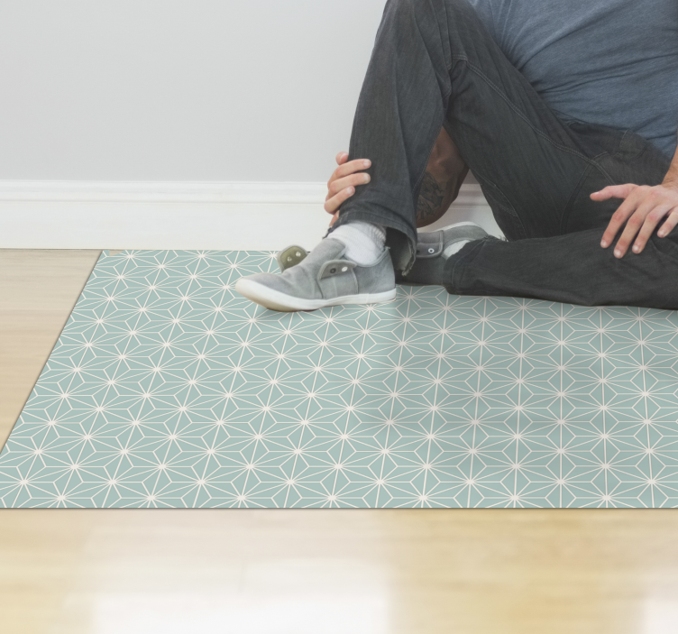 Green star burst geometric vinyl rug - TenStickers