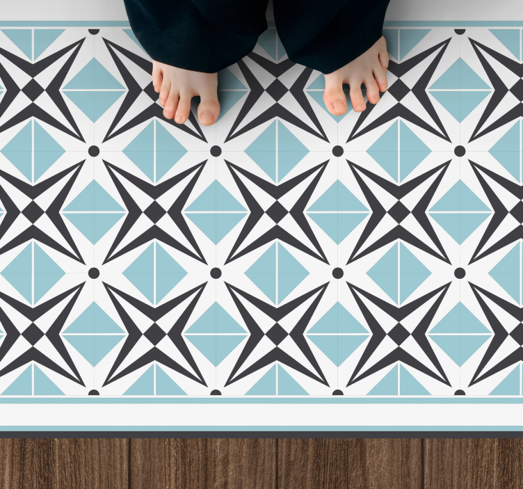 Star blue motif mosaic vinyl rug - TenStickers