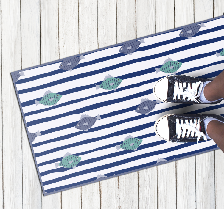 Striped Fish Pattern animal vinyl rug - TenStickers