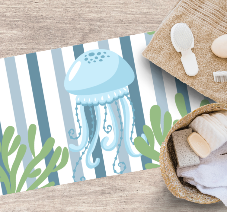 Striped Jellyfish Ocean animal vinyl rug - TenStickers