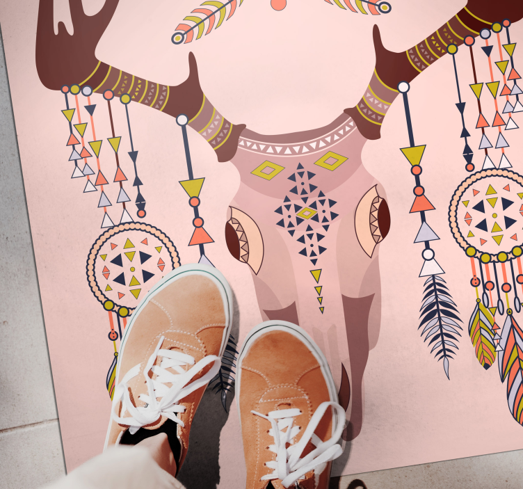 Stylish Antler Motif ethnic vinyl rug - TenStickers