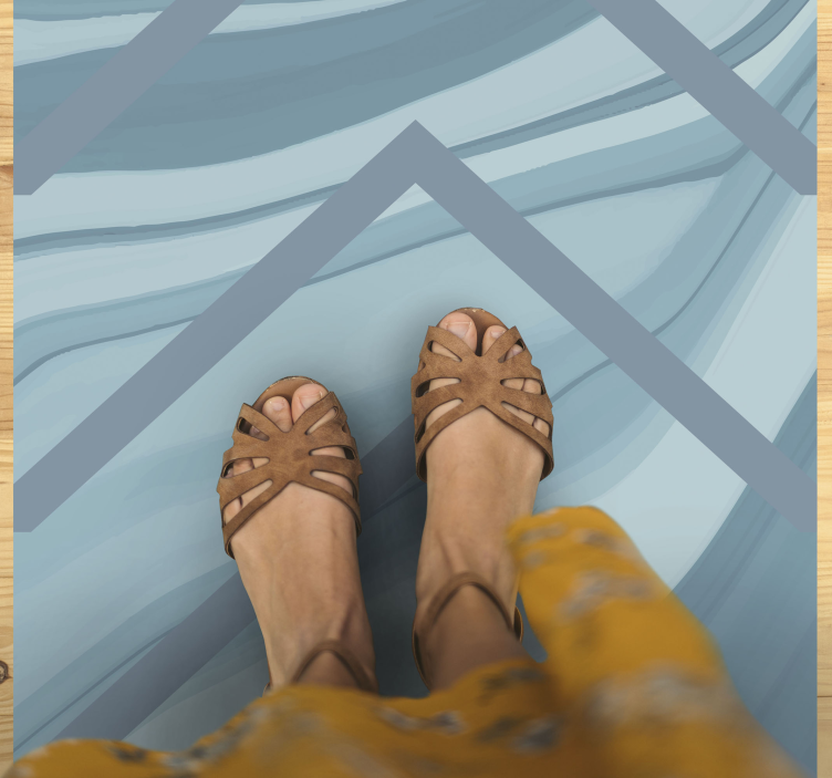 Stylish Blue Waves marble vinyl rug - TenStickers