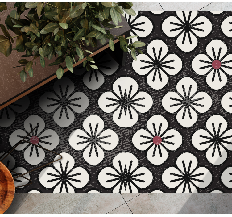 Stylish brown clovers floral vinyl rug - TenStickers
