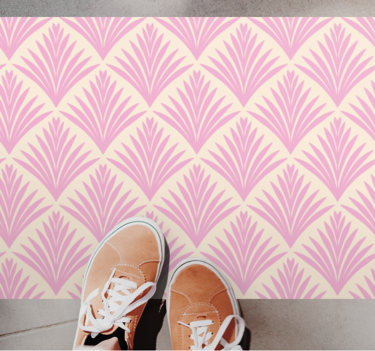 Stylish pink pattern floral vinyl rug - TenStickers
