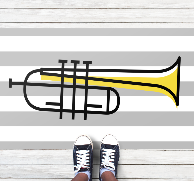 Stylish Trumpet Illustration striped vinyl rug - TenStickers