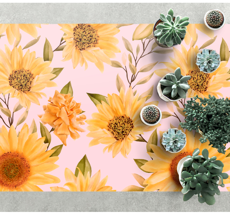 Sunflower Botanical Idea floral vinyl rug - TenStickers