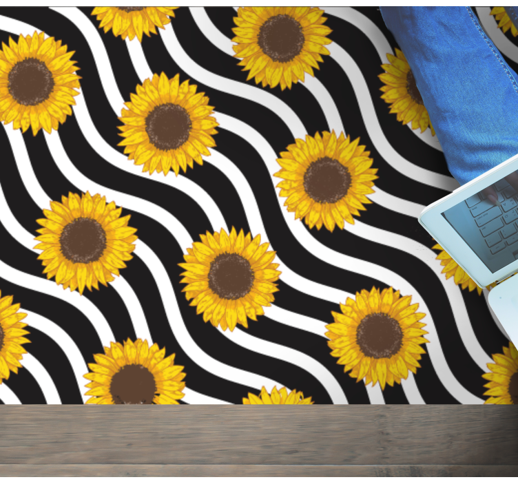 Sunflower Wave Pattern floral vinyl rug - TenStickers