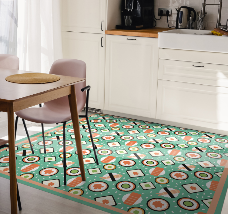 Sushi-inspired patterns kitchen vinyl rug - TenStickers