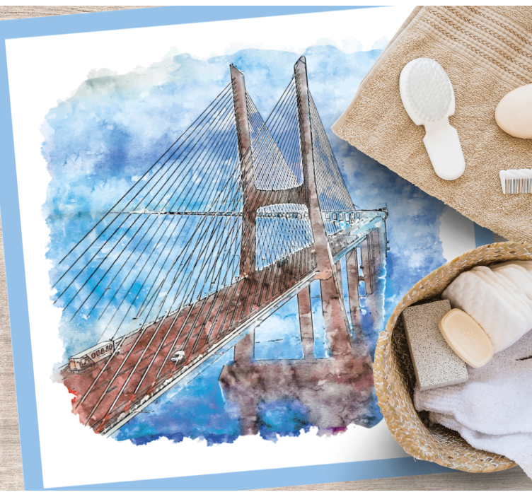 Suspension Bridge Artwork bathroom vinyl rug - TenStickers