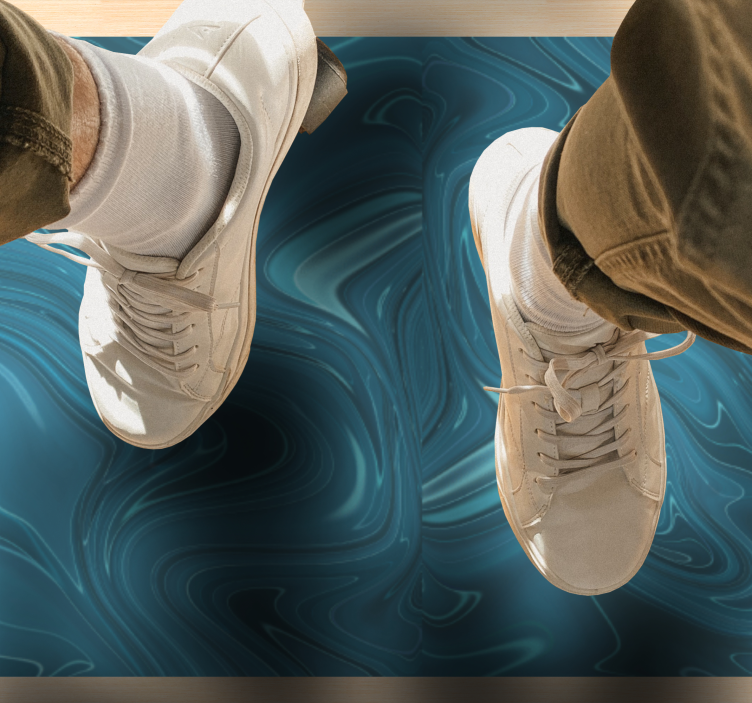 Swirling Ocean Hues marble vinyl rug - TenStickers