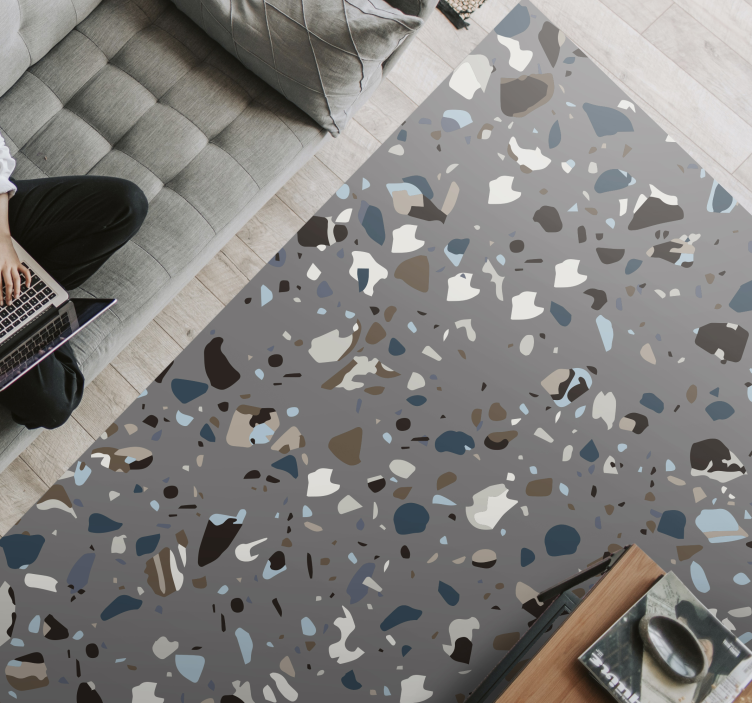 Terrazzo pebble blended marble vinyl rug - TenStickers