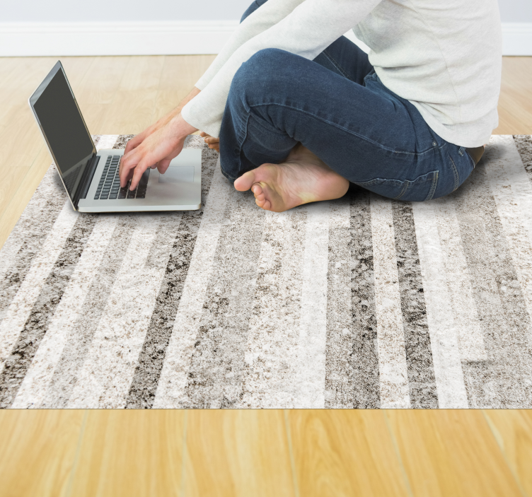Textured Grey Stripes wood effect vinyl rug - TenStickers