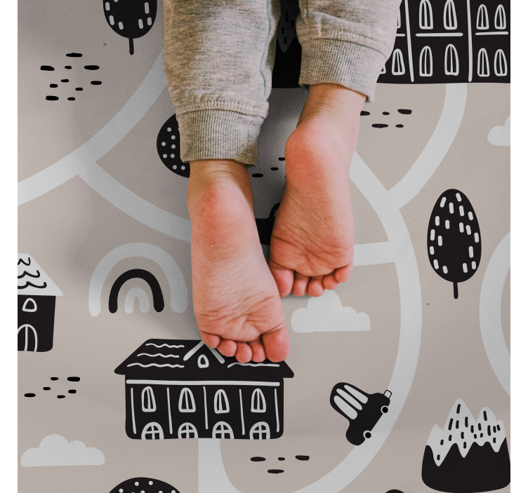 Town Road Pattern kids vinyl rug - TenStickers