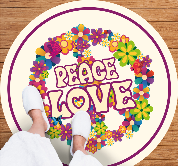 Peaceful Message floral vinyl rug - TenStickers