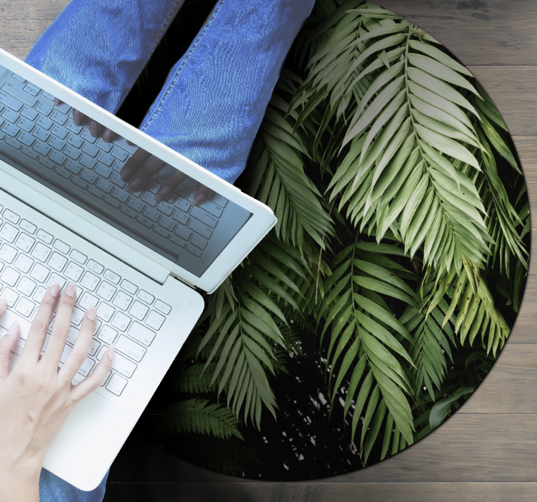 Tropical Foliage Circle floral vinyl rug - TenStickers
