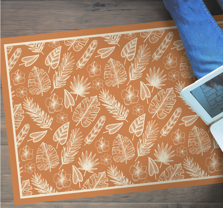 Tropical Leaf Inspiration floral vinyl rug - TenStickers