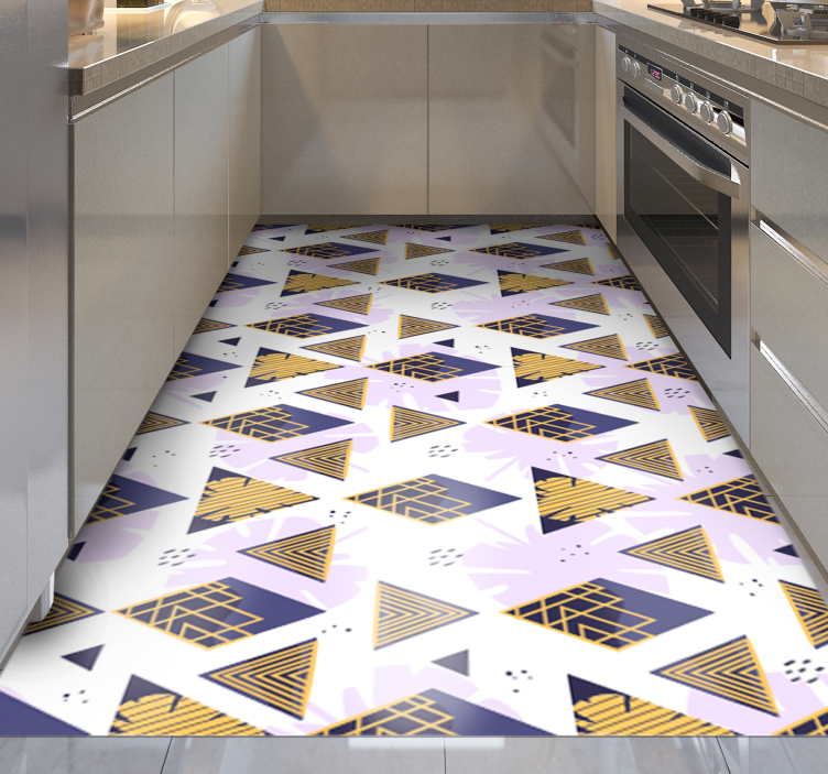Tropical triangles kitchen floor tiles - TenStickers