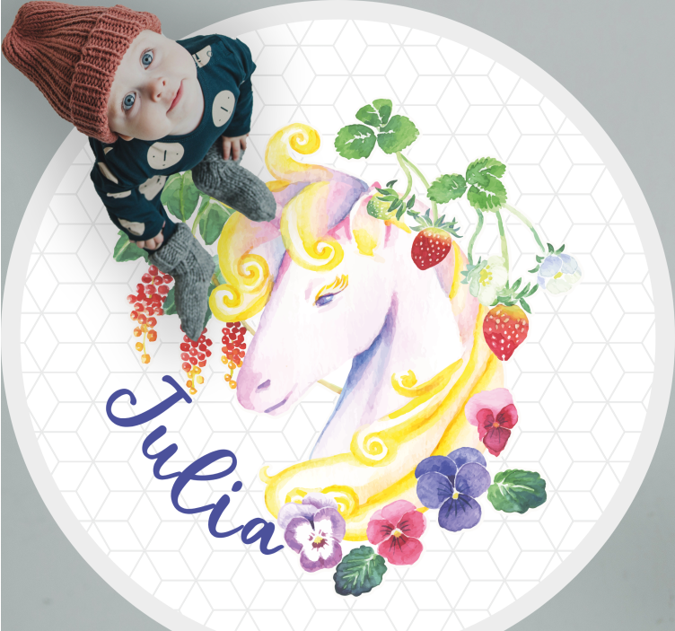 Custom unicorn blossom teen vinyl rug - TenStickers