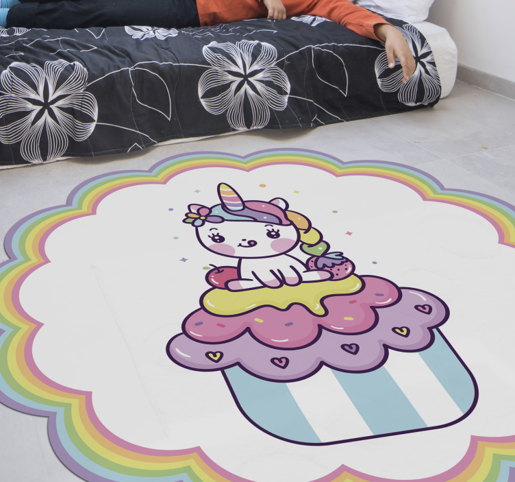 Unicorn in a cupcake kids vinyl rug - TenStickers