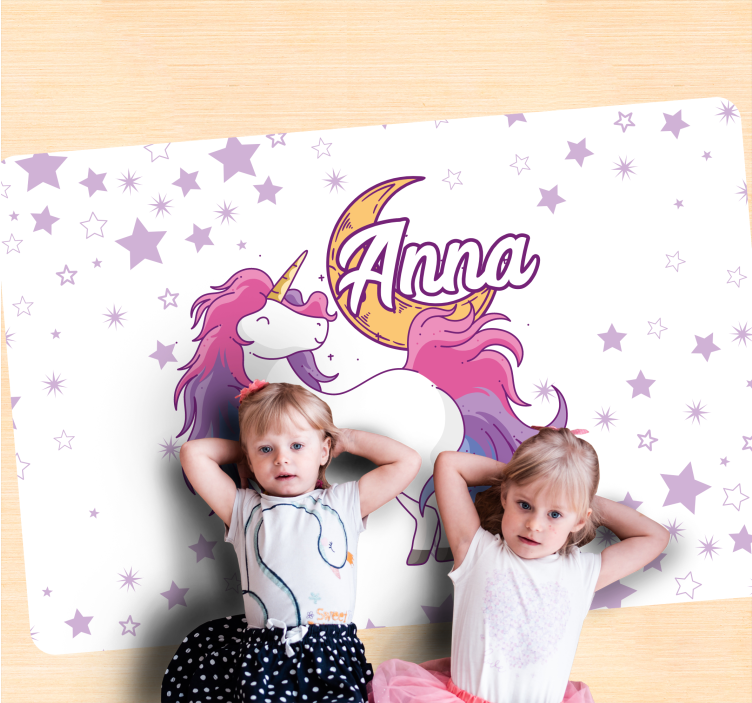 Unicorn-Themed Starry Scene custom vinyl rug - TenStickers