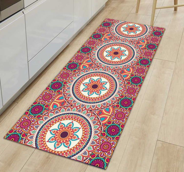 Vibrant arrangement mandala vinyl rug - TenStickers