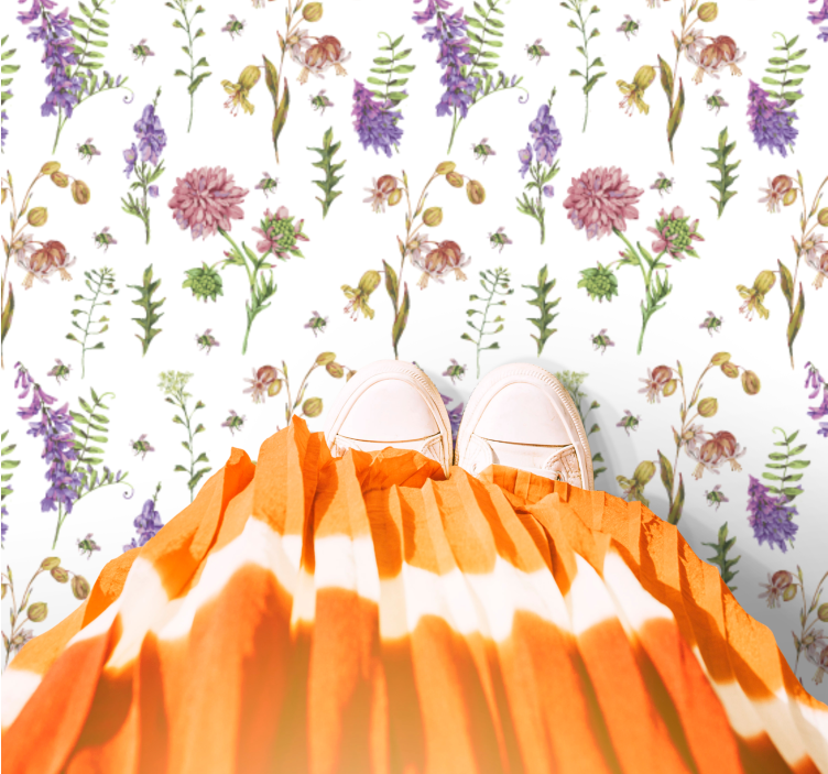 Vibrant Blossom Composition floral vinyl rug - TenStickers