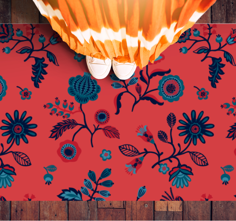 Vibrant floral print floral vinyl rug - TenStickers