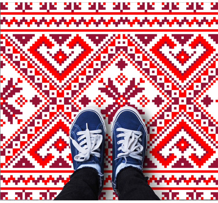 Vibrant geometric arrangement ethnic vinyl rug - TenStickers