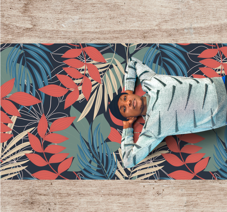 Vibrant Leaf Pattern floral vinyl rug - TenStickers
