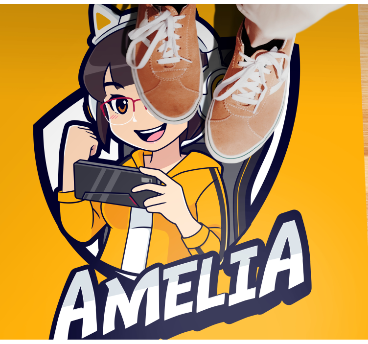 Videogame girl with headphone bedroom rug - TenStickers