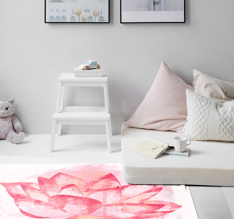 Watercolor Lotus floral vinyl rug - TenStickers