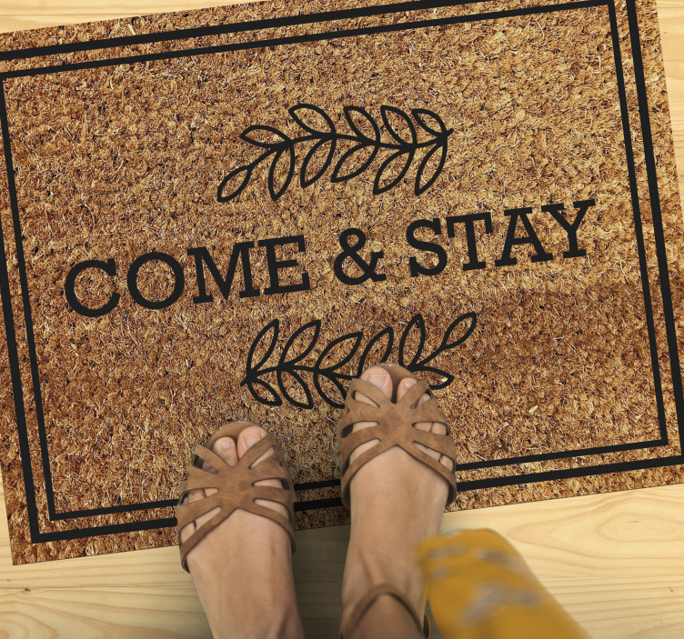 Come and stay sentence entrance hall vinyl rug - TenStickers