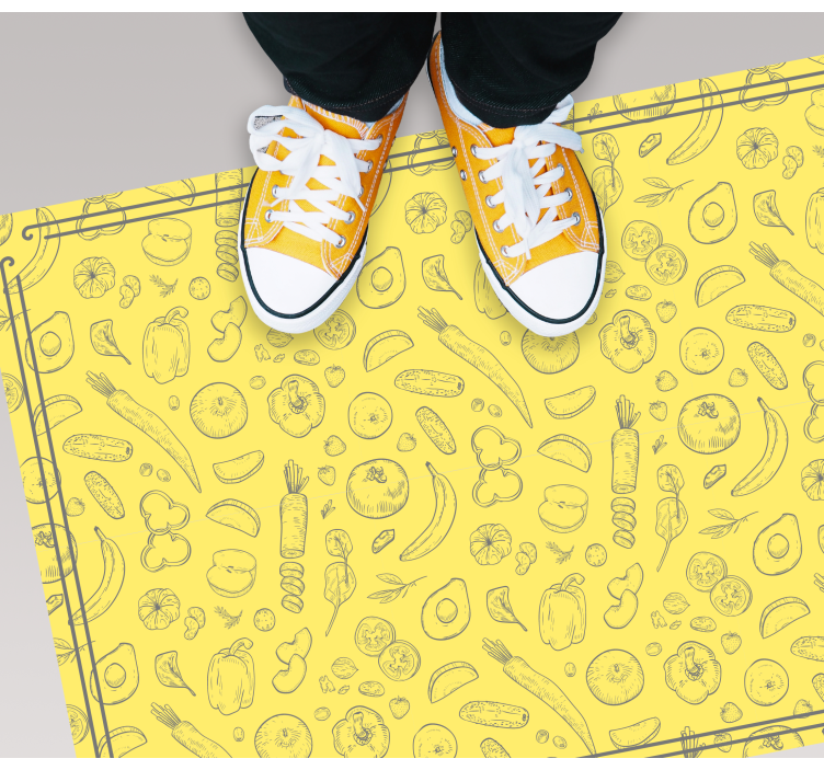 Whimsical Fruit Pattern kitchen vinyl rug - TenStickers