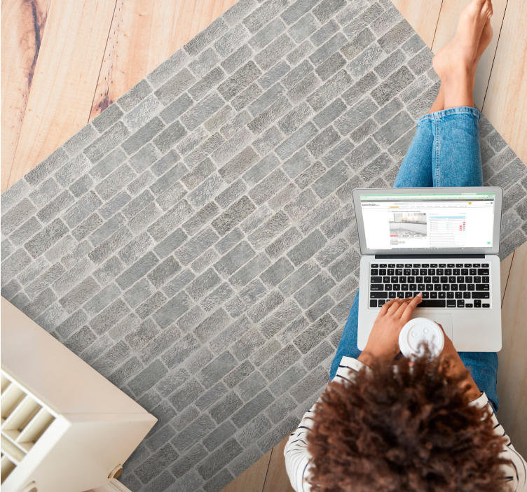 White brick rustic style stone floor tiles - TenStickers