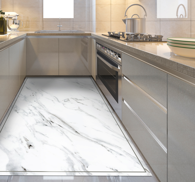 white marble stone flooring - TenStickers