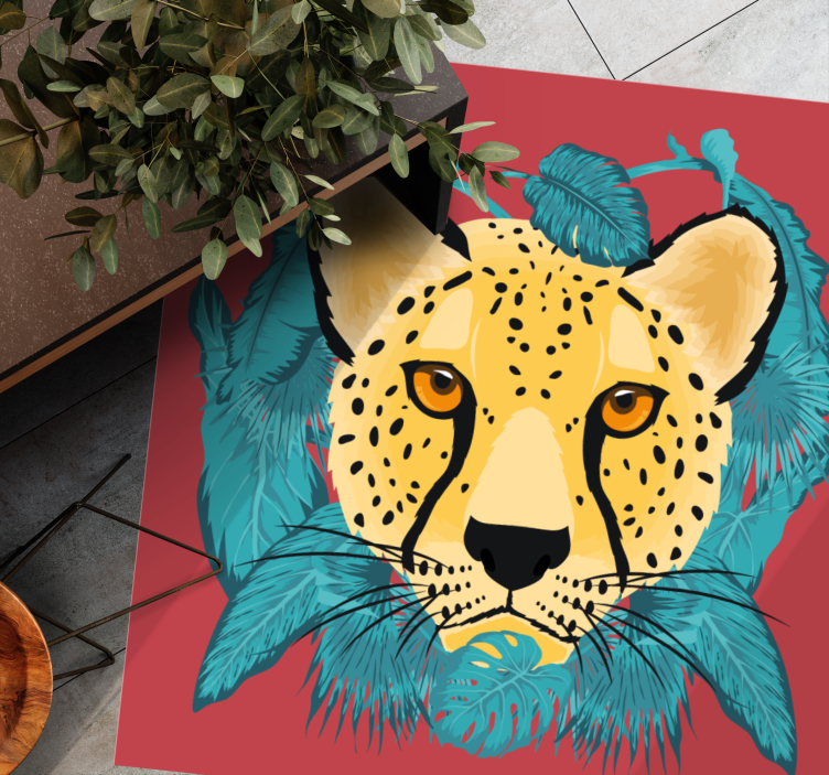 Wild Cat Portrait animal vinyl rug - TenStickers