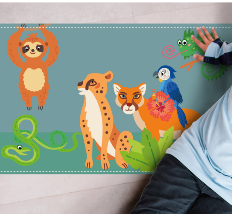 Wildlife creature play area animal vinyl rug - TenStickers