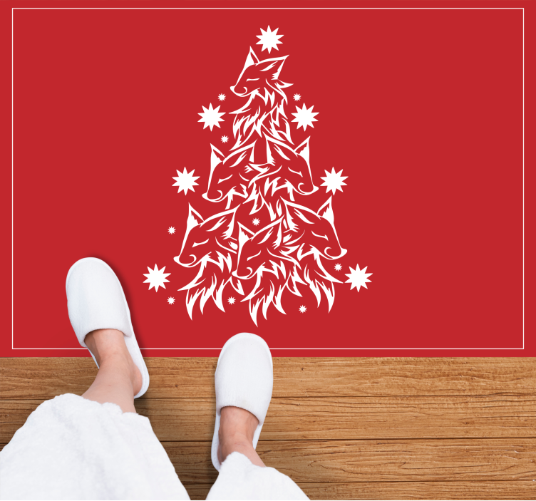 Wolf Tree Design Christmas vinyl rug - TenStickers