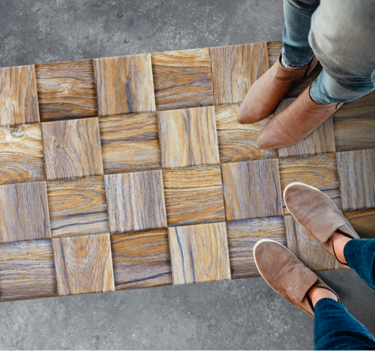 Block Style wood effect vinyl rug - TenStickers