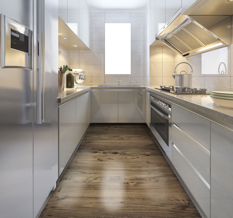 worn wood kitchen mat - TenStickers